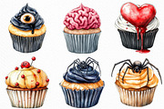 Watercolor Scary Halloween Cupcake, an Illustration by Craft Nest (Thumbnail 3 of 6)