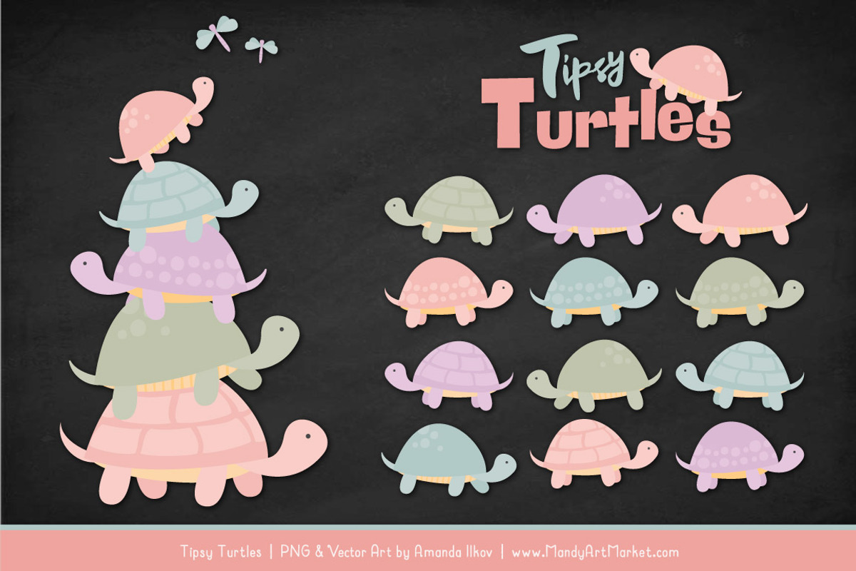 Grandmas Garden Turtle Stack Clipart, an Illustration by Amanda Ilkov (Photo 2 of 4)