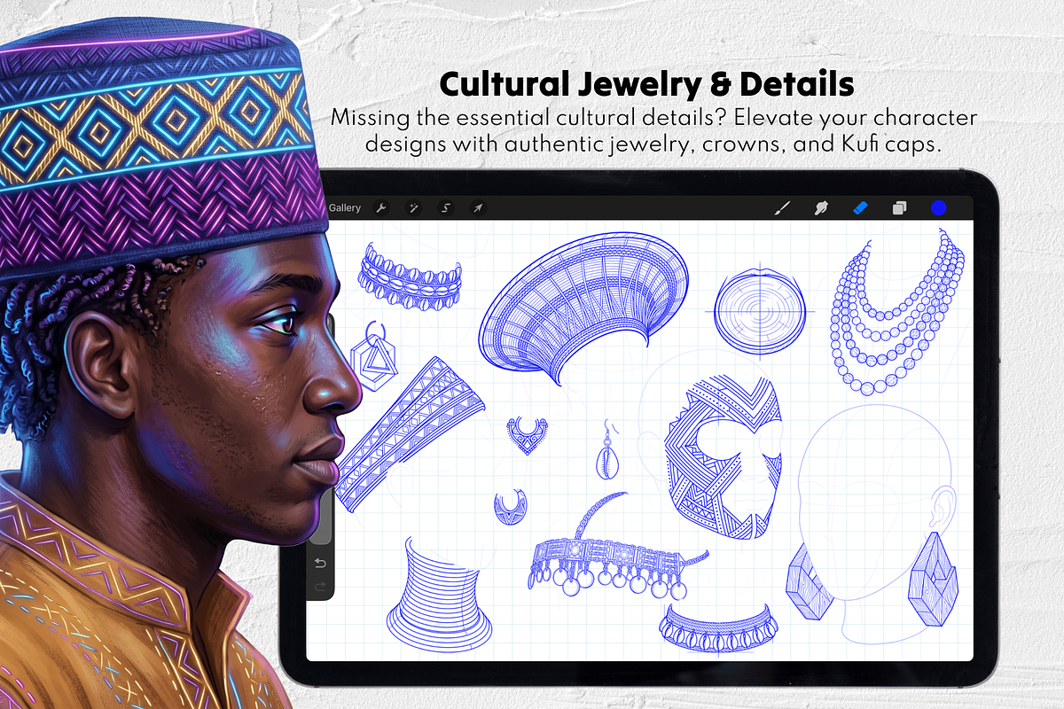 Afro Head Stamps, Black Character, a Brush Add-On by Selentaori Studio (Photo 9 of 12)