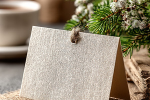 Rustic blank greeting card with textured paper and string on bur, a Holiday Photo by José Manuel Gelpi