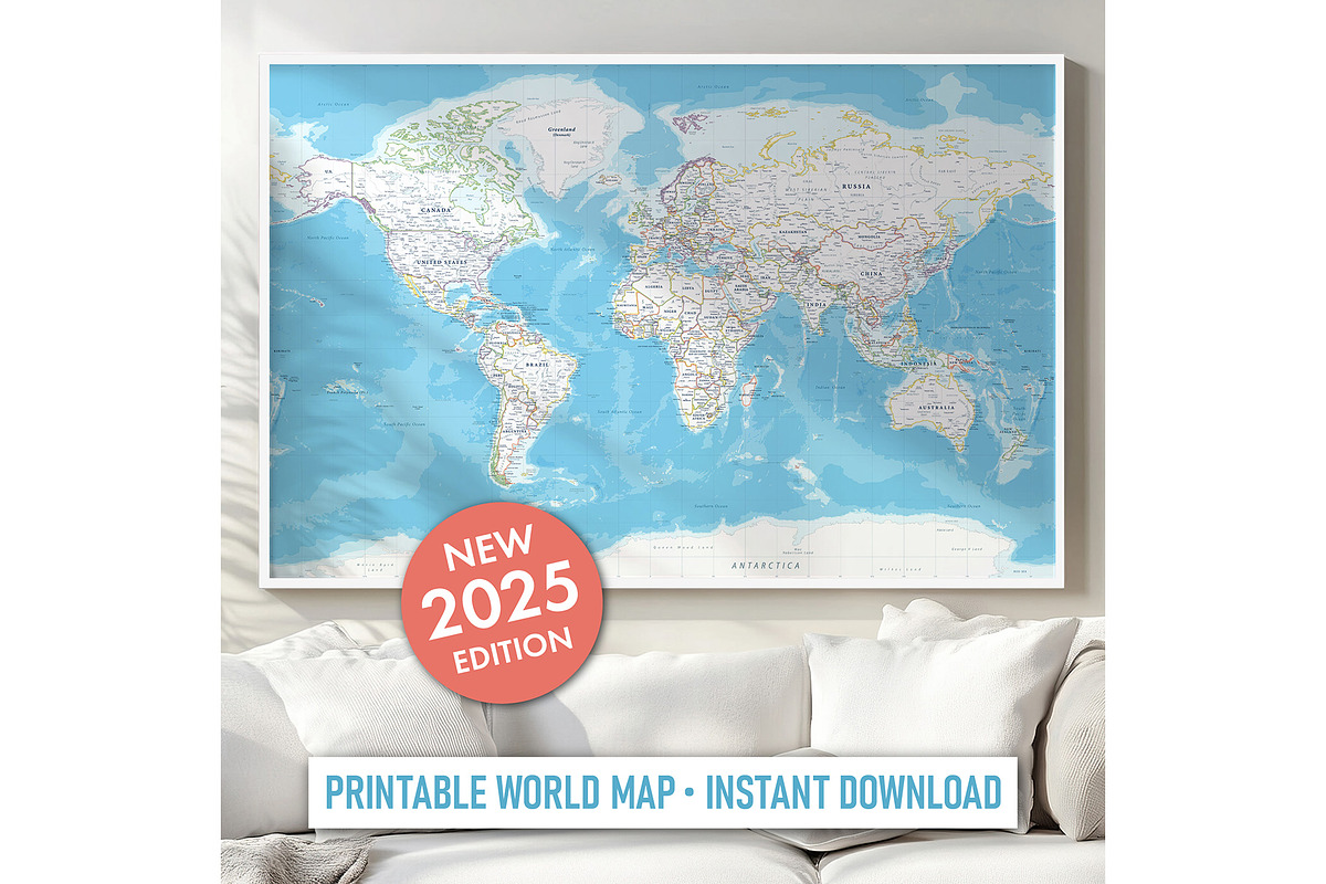 Vector World Map - Large&Detailed, a Decorative Illustration by PorcuPen Works (Photo 6 of 9)