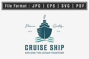 Vintage Retro Cruise Ship Logo Icon