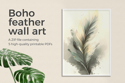 Boho Feather Wall Art