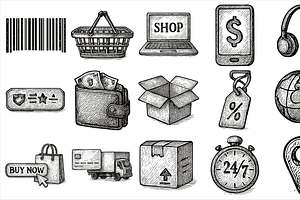 E-commerce Icon Set, an Object Graphic by nikagraphic