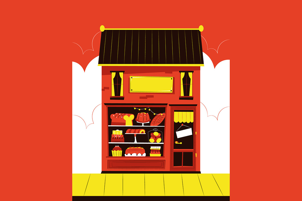 Bakery House Full Illustration, an Illustration by graphicook