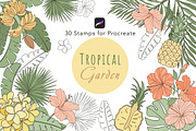Tropical Garden 30 Procreate Stamps, a Brushes & More by Mari_Caliart (Thumbnail 1 of 7)