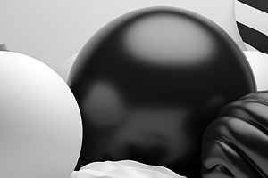 Black and white inflated balls banner background, a Photo by Dvoevnore photos