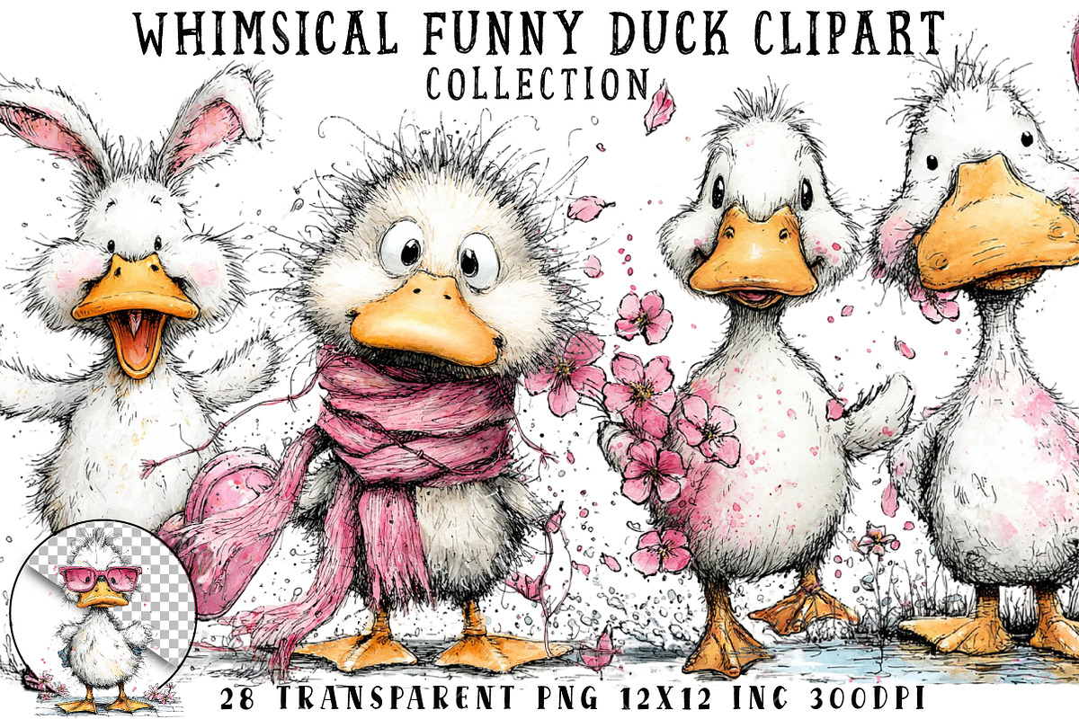 Whimsical Funny Duck Clipart, an Illustration by OK Design (Photo 1 of 6)
