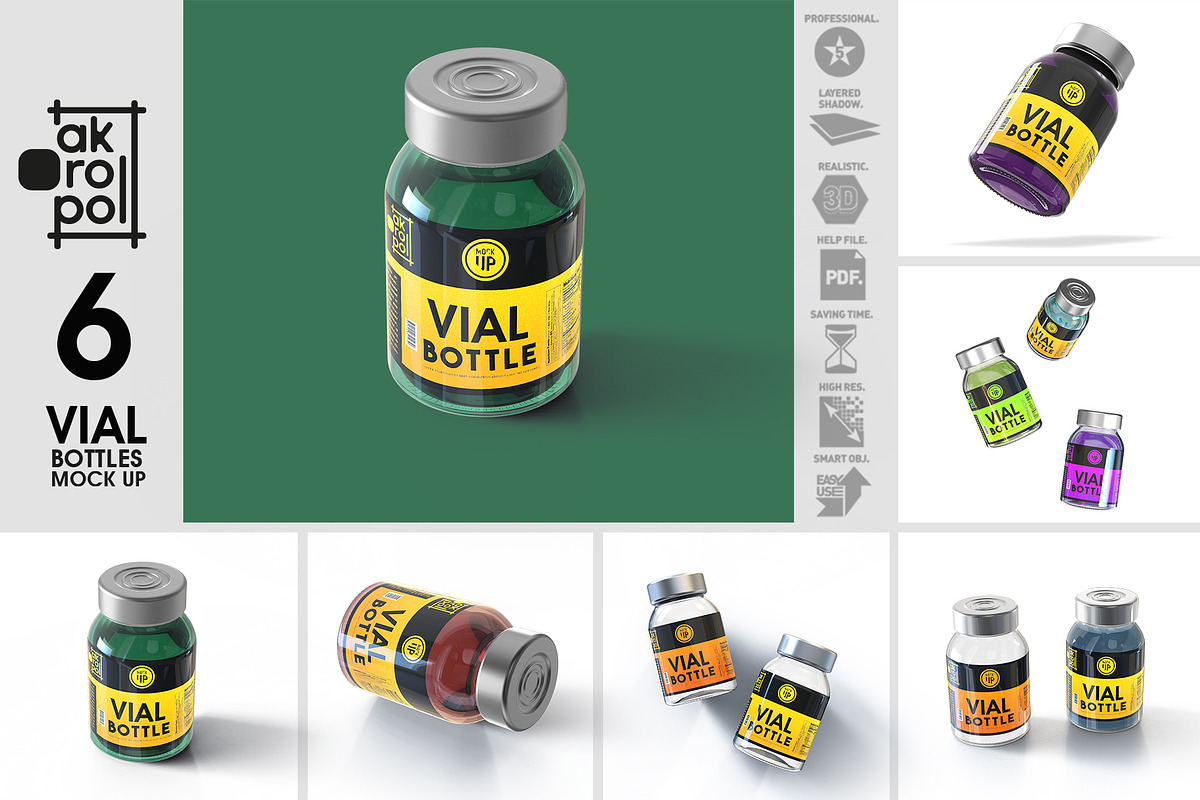 Vial BottlesMock Up, a Packaging Mockup by akropol (Photo 6 of 6)