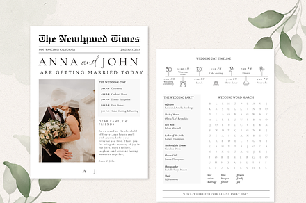 Wedding Newspaper Program Template, a Stationery Template by Matisse Studio