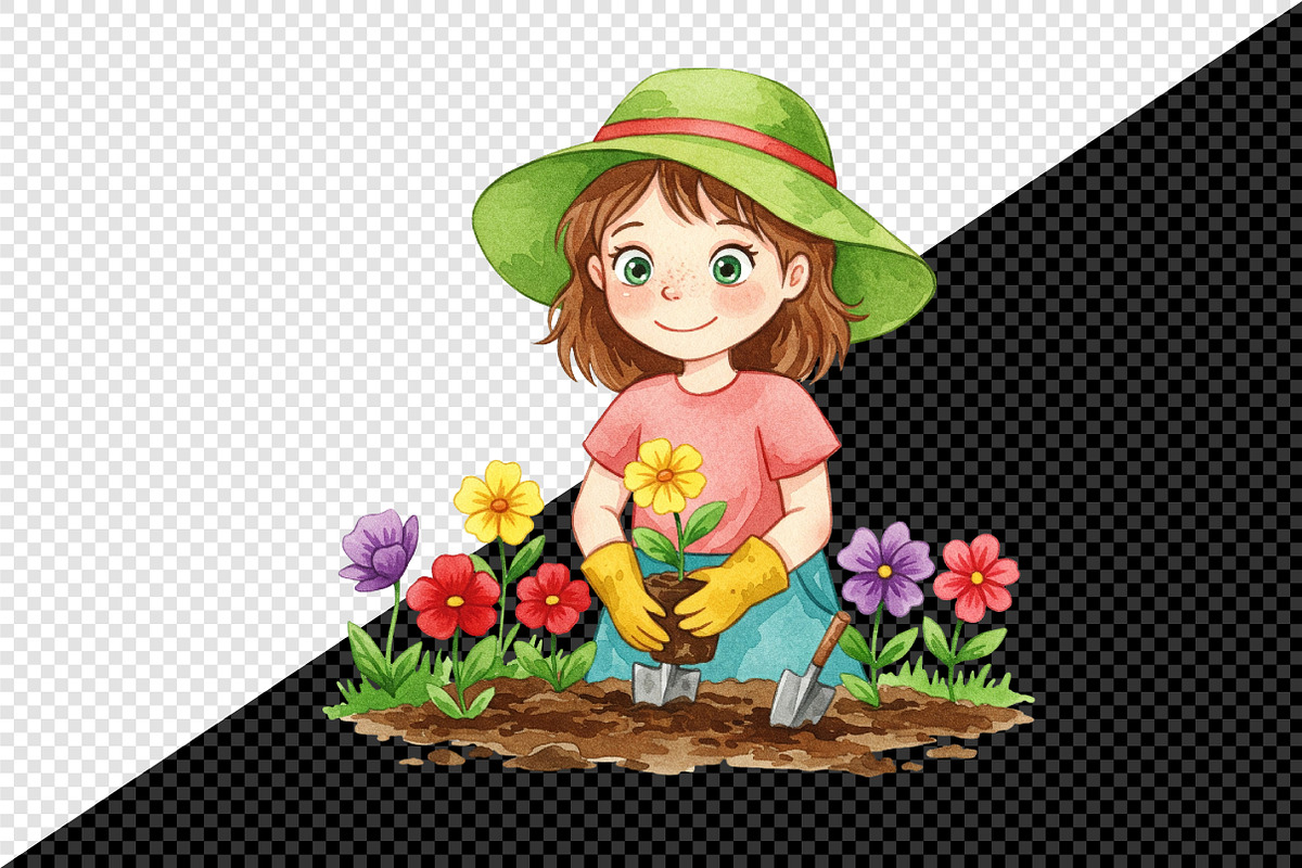 Garden Girl Clipart Set, an Illustration by Creative Art (Photo 9 of 9)