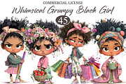 Whimsical Grumpy Black Girl Clipart, a Seasonal Illustration by designcity5 (Thumbnail 1 of 5)