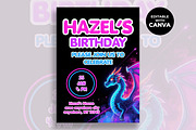 Neon Dragon Birthday Invitation, an Invitation Template by M9 Design (Thumbnail 1 of 4)