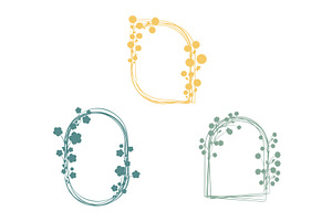 Decorative hand drawn floral frames