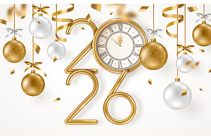 Christmas 2026 Happy New Year banner, an Object Illustration by kotoffei