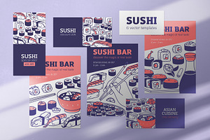 Sushi, Japan food posters, banners, a Background Graphic by Good Studio