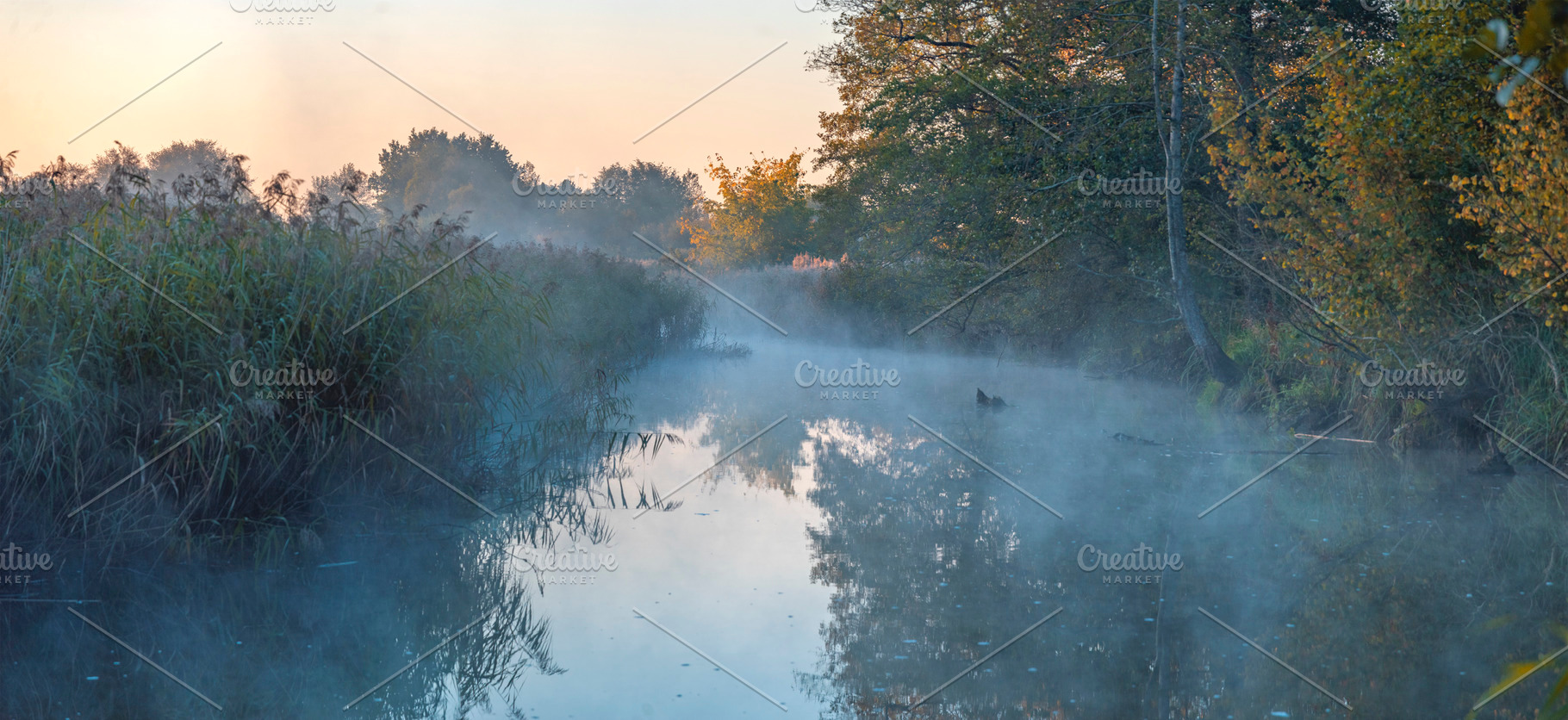 A river against the sun. A foggy autumn morning. The first frost, a Photo by Pictures for you!!!!!!!!!