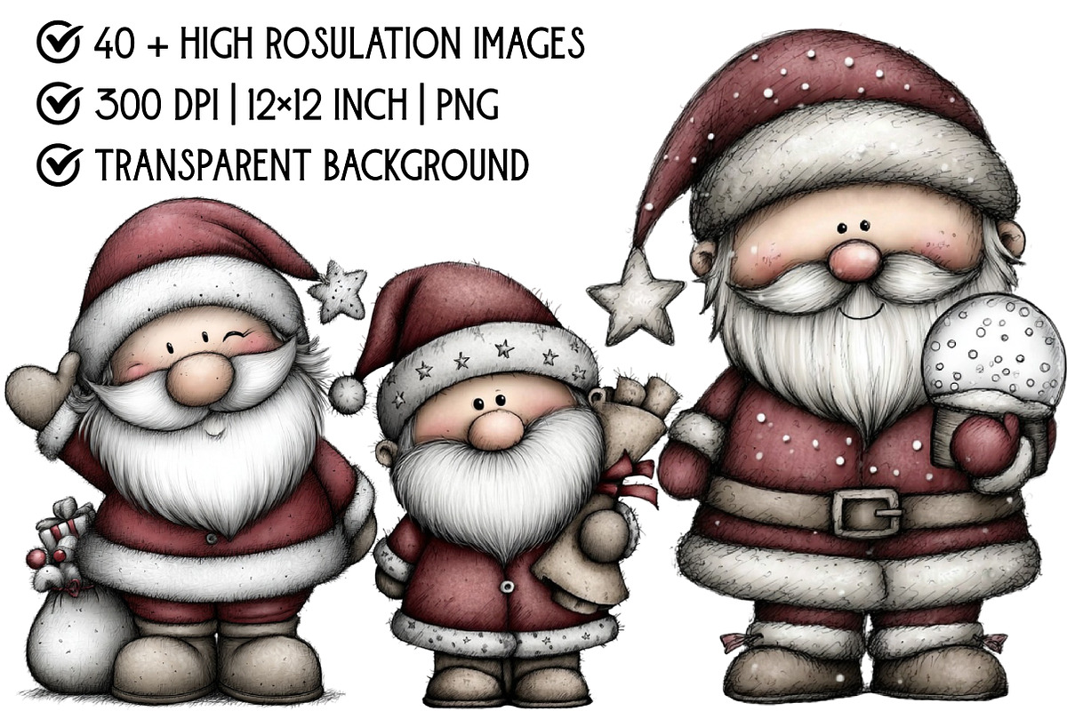 Retro Santa Clipart, an Illustration by Pixels.Craft (Photo 4 of 6)