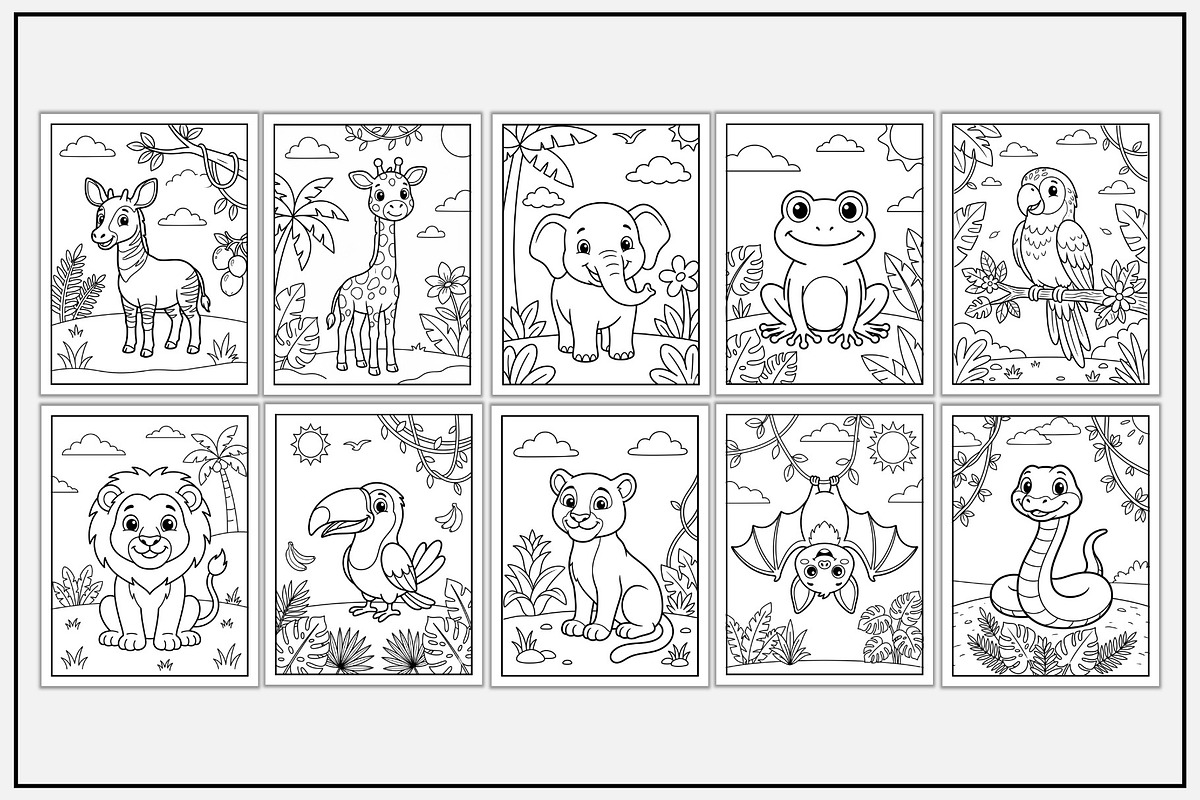 Jungle Animals Coloring Book, an Animal Illustration by Lamia Emad (Photo 3 of 5)