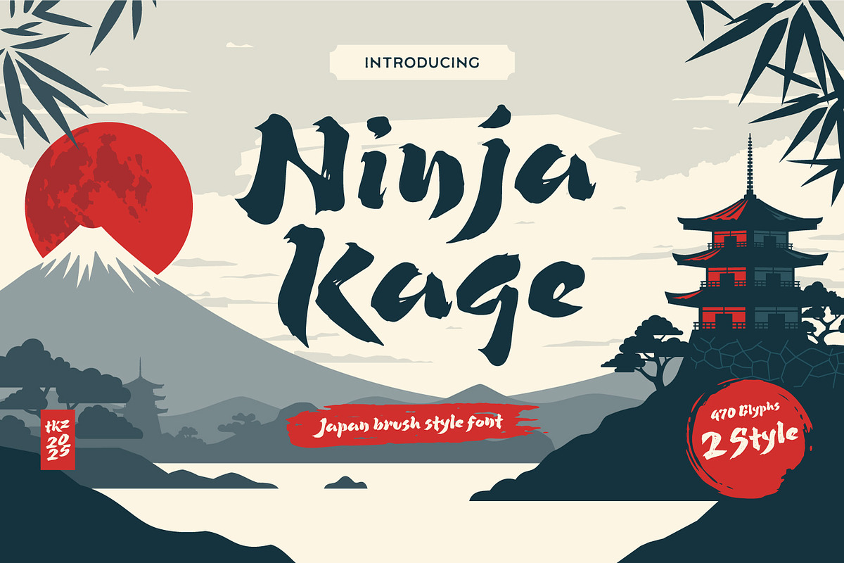 Ninja Kage - Japan Brush Style Font, a Font by tkzgraphic (Photo 1 of 10)