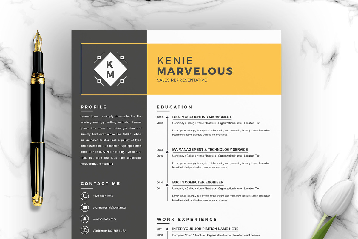 Resume Template 4 Page | CV Template, a Resume Template by ResumeInventor (Photo 1 of 6)