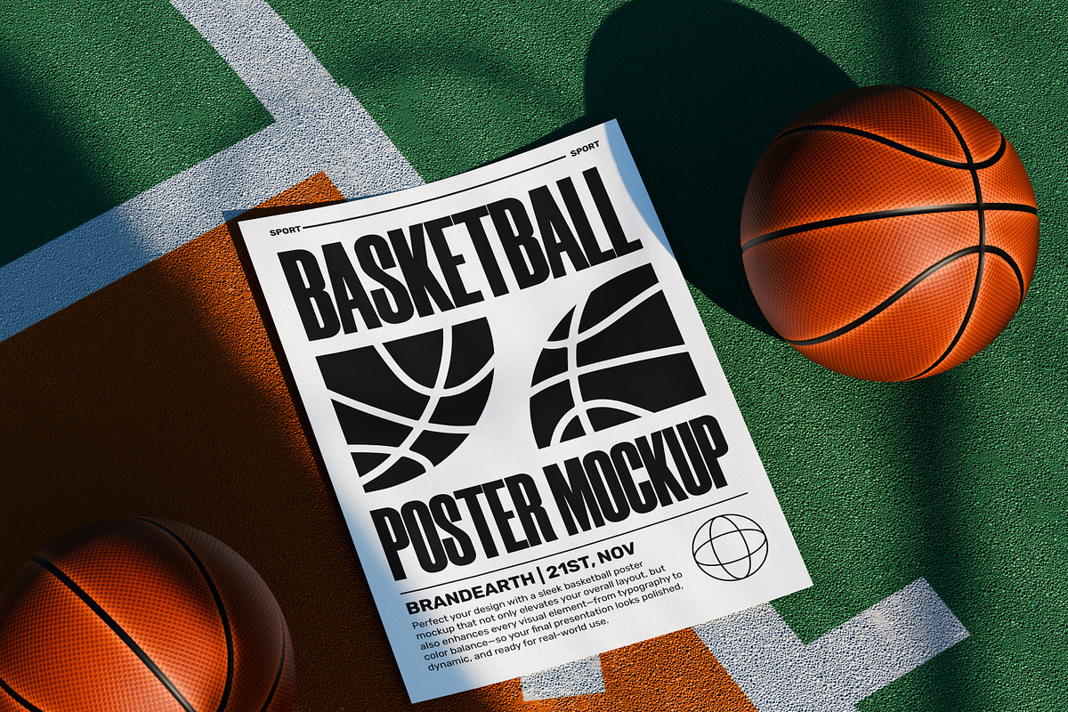 Basketball Poster Mockup, an Advertising Mockup by Brand Earth (Photo 3 of 4)