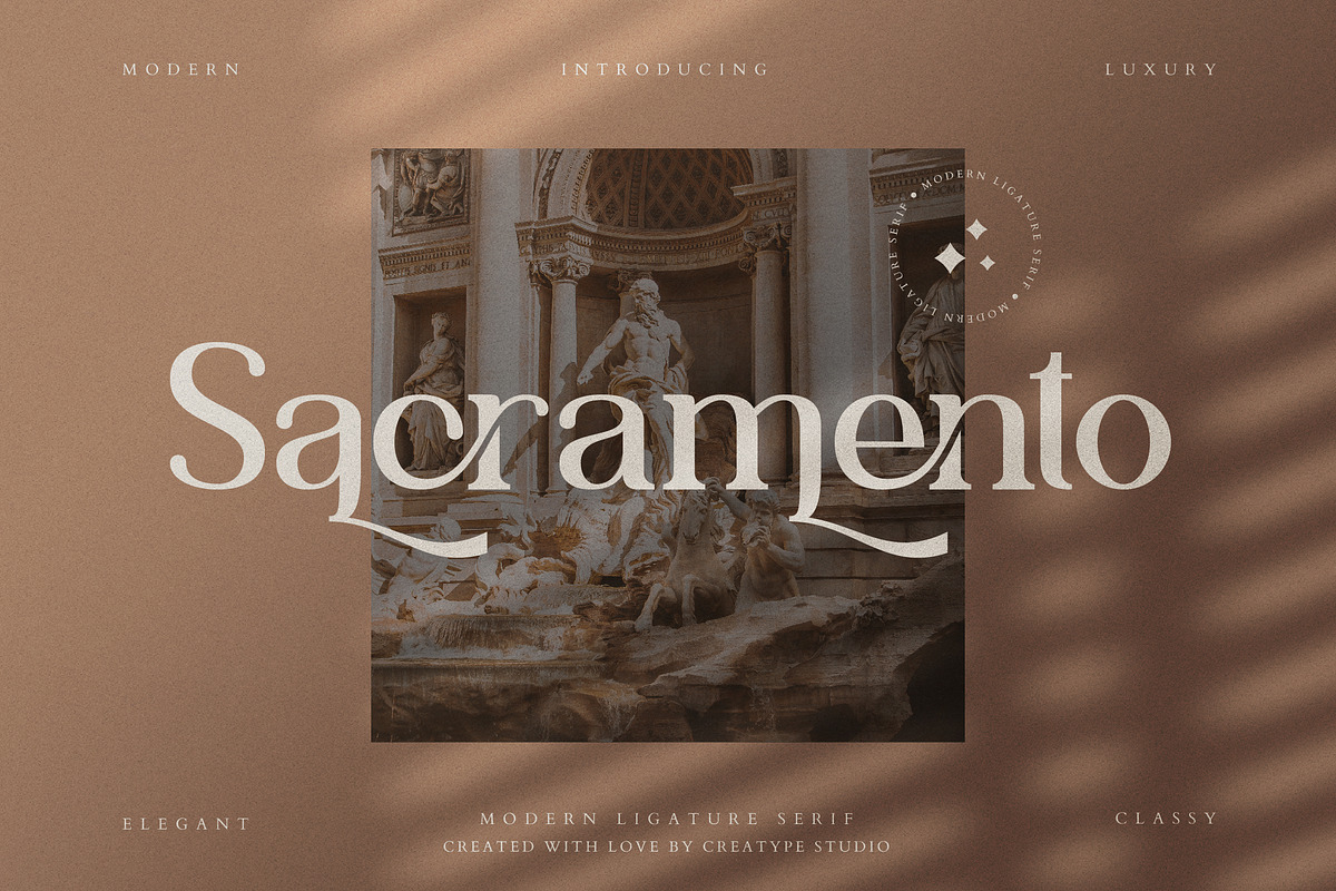 Sacramento Modern Ligature Serif, a Serif Font by Creatype Studio (Photo 1 of 9)