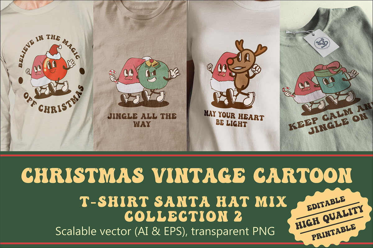 Christmas Santa Hat Mix Cartoon, an Illustration by vectstudio (Photo 1 of 5)