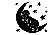 Adorable sleeping moon baby decor, an Illustration by Amazin_art (Thumbnail 6 of 25)