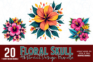 Vintage Punk Floral T-shirt Bundle, an Illustration by Sofia's Fashion