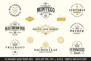 9 Modern Vintage Cannabis Logos III
