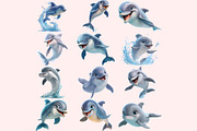 Dolphin PNG Clipart Bundle, a Graphic by M9 Design (Thumbnail 3 of 9)