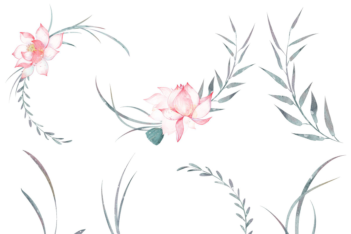 Watercolor Lotus Clip Art Collection, an Object Illustration by ArtbyHien (Photo 5 of 5)