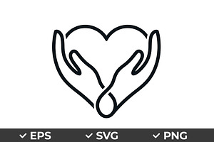 Heart Hands Care Vector Icon, an Object Graphic by Artonix