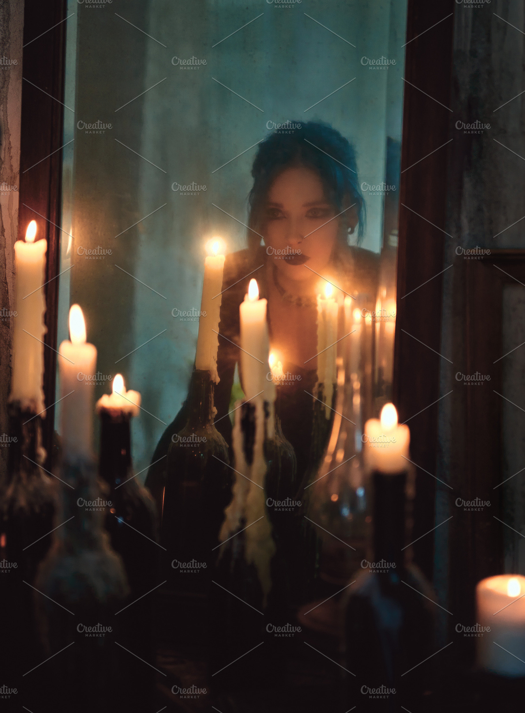 Young witch at mirror. Vintage style, a Person Photo by Jetrel