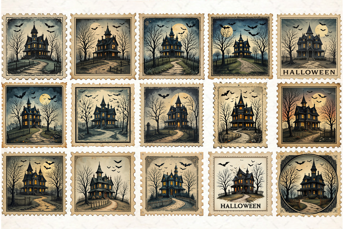 Halloween Postage Stamp Sublimation, an Illustration by Libby Wishes (Photo 2 of 6)