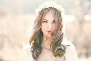 toned portrait of curly girl