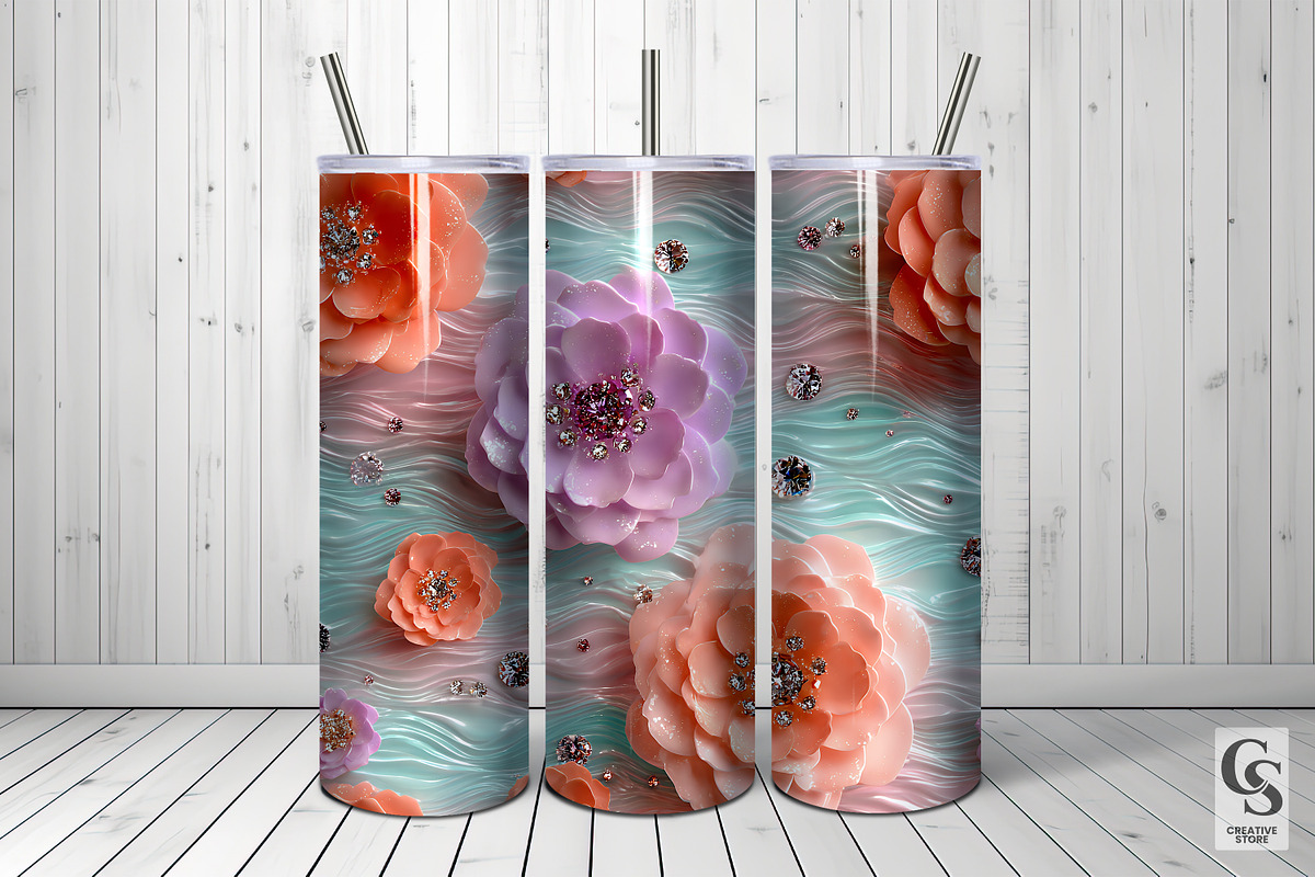 Rhinestones & Camellia Flower Papers, a Pattern Graphic by Creative Store (Photo 3 of 5)