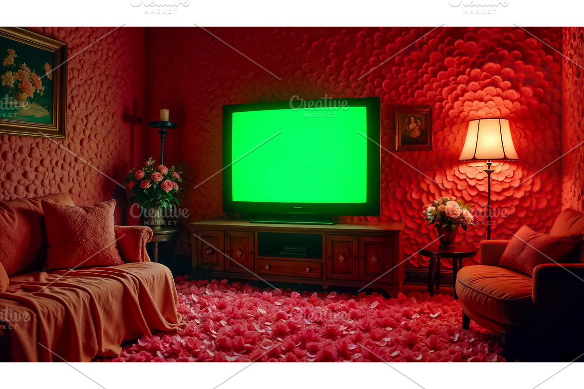 green screen tv on screen, modern, a Graphic by TatsianaSalauyova