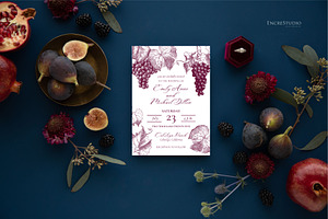 Burgundy Grapes Wedding Invitation
