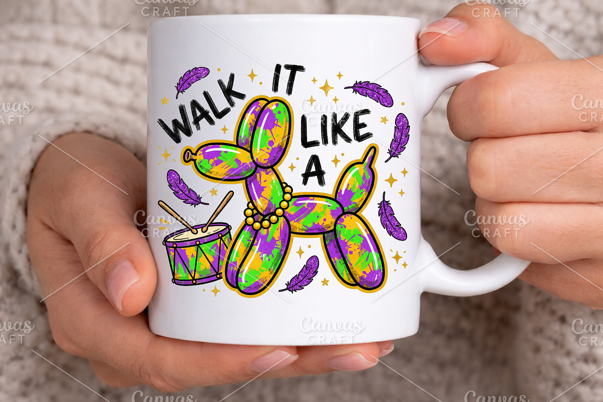 Walk it Like a Dog Mardi Gras PNG, an Illustration by Canvas Craft (Photo 4 of 6)
