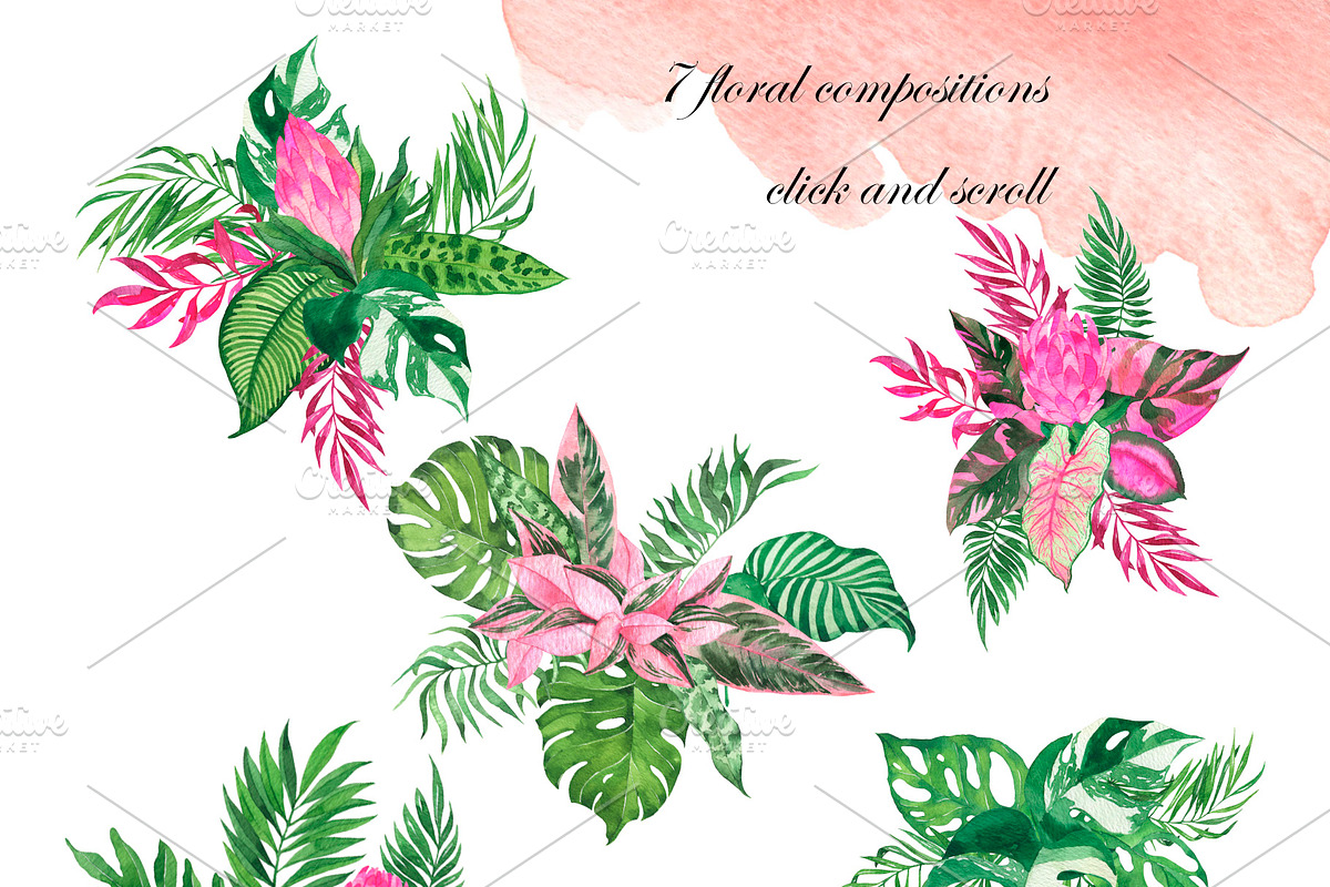 Watercolor jungle set, an Illustration by Watercolor & sketches (Photo 9 of 13)