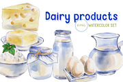 Dairy products watercolour clipart, an Illustration by Art pages (Thumbnail 1 of 3)