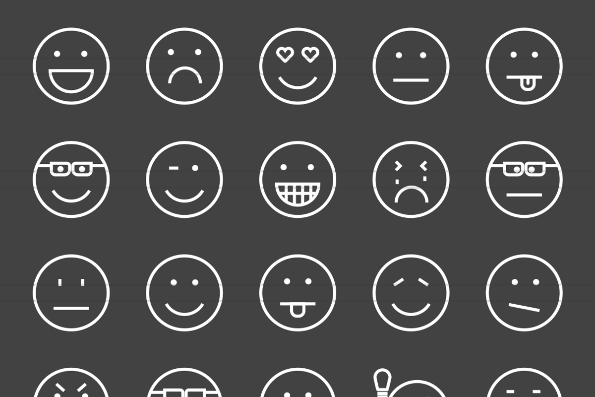 50 Emoticons Line Inverted Icons, an Outline Icon by IconBunny
