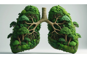 Conceptual illustration of lungs, an Illustration by tilialucida