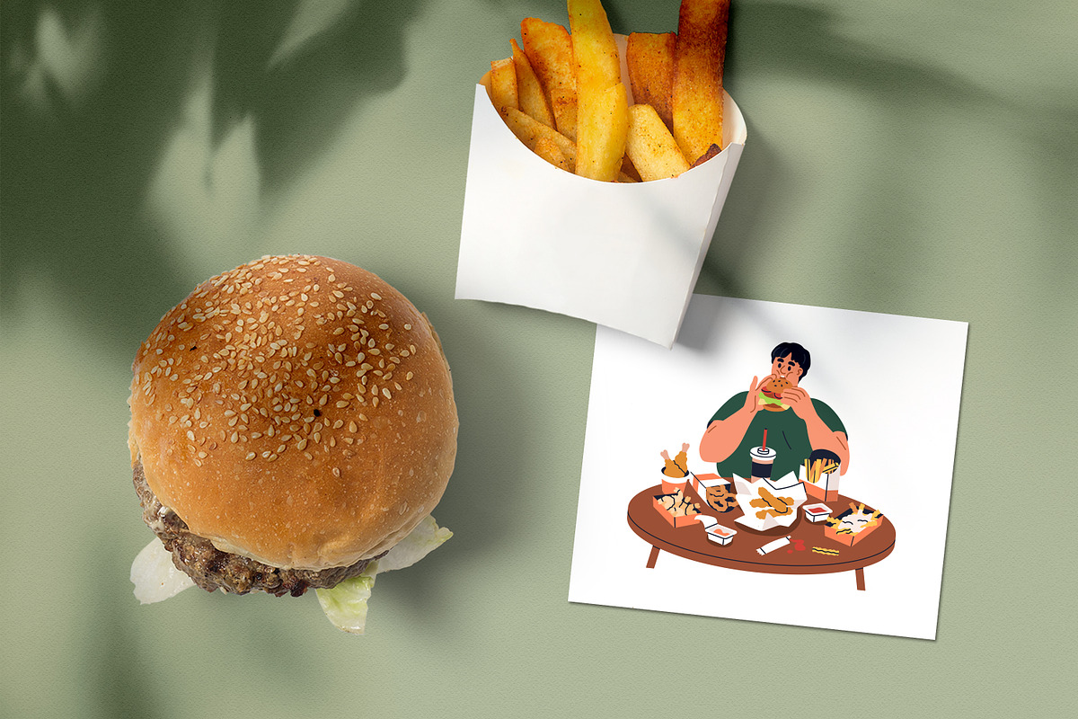 Fat people eating fast food set, a Food Illustration by Good Studio (Photo 7 of 7)