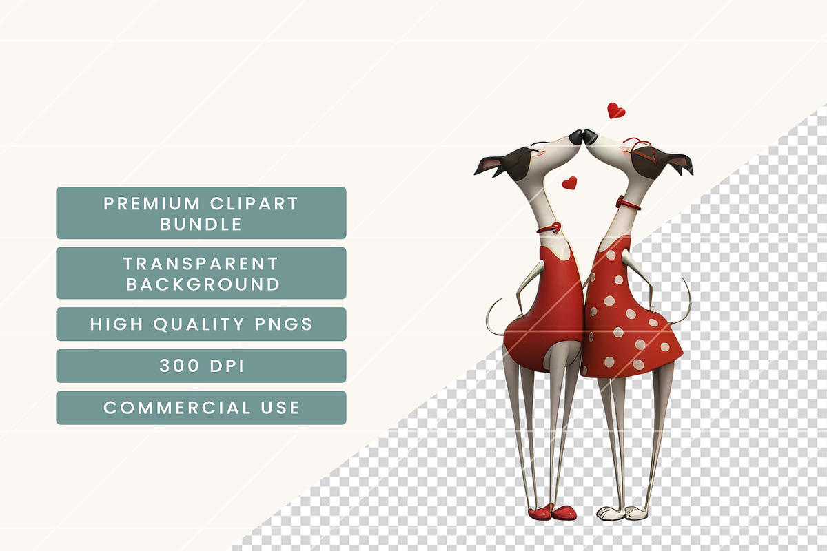Whimsical Valentine Dog Couple, an Animal Illustration by BusyDaydesign (Photo 7 of 9)
