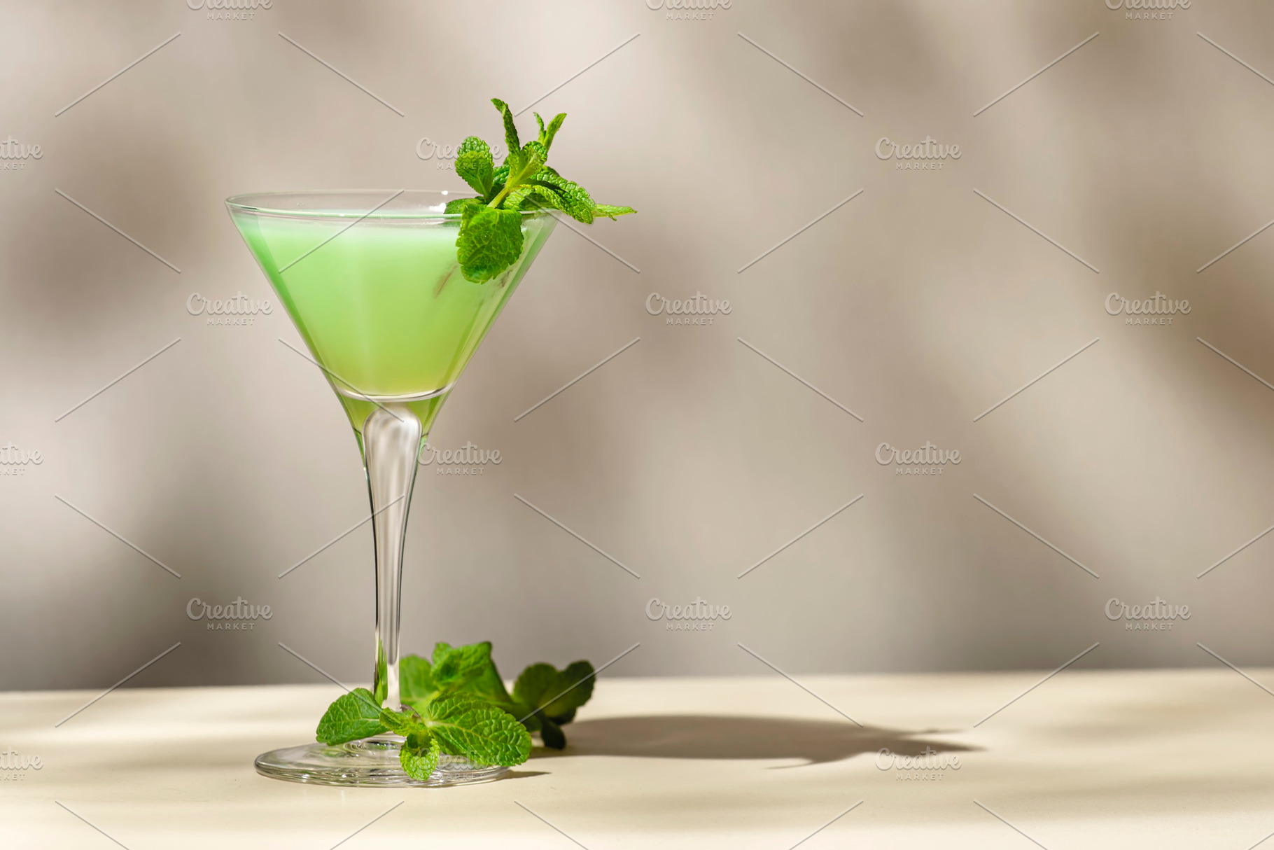 Grasshopper green alcoholic cocktail drink with mint liqueur, cr, a Food & Drink Photo by 5PH