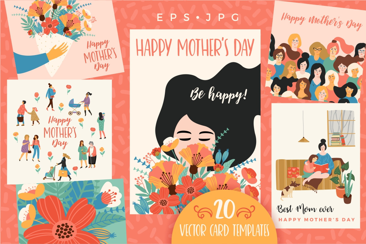 Mother's day card templates, a Decorative Illustration by Nadia Grapes (Photo 1 of 3)