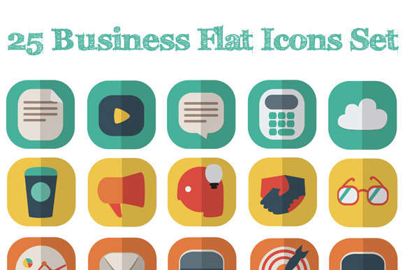 25 Business Flat Icons Set